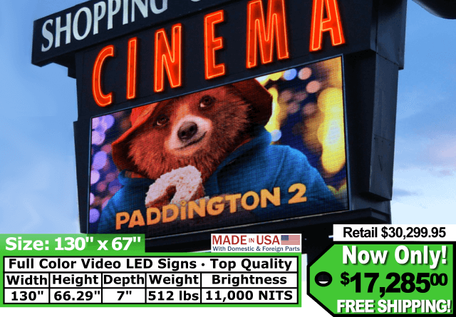 Full Color Video Sign size 130″x67″