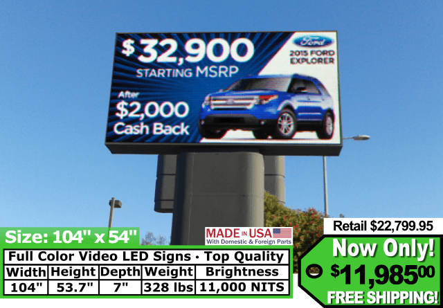Full Color Video Sign size 104″x54″