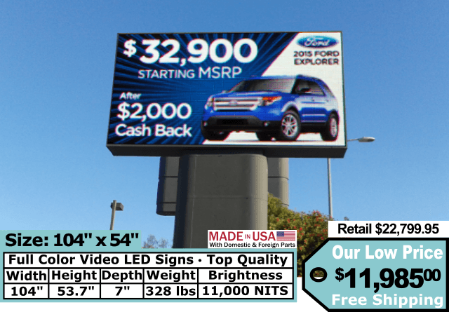 Full Color Video Sign size 104″x54″