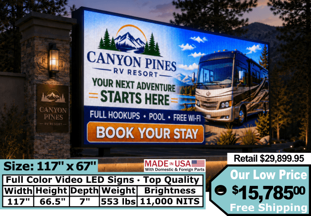 Full Color Video Sign size 130″x67″