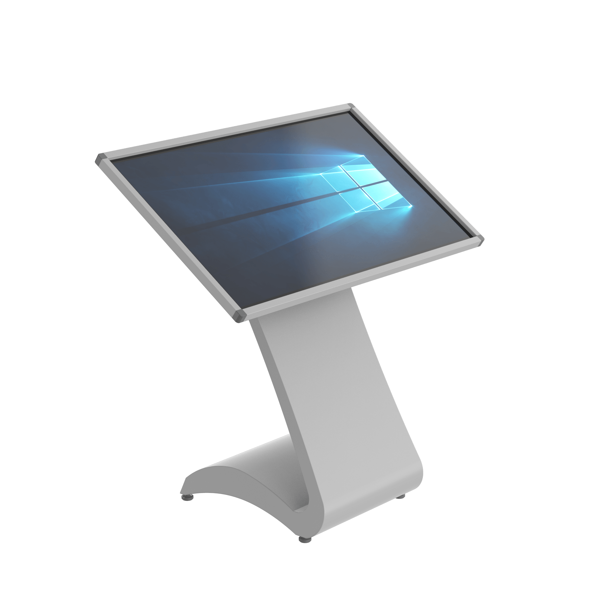 Silver pedestal touch screen kiosk