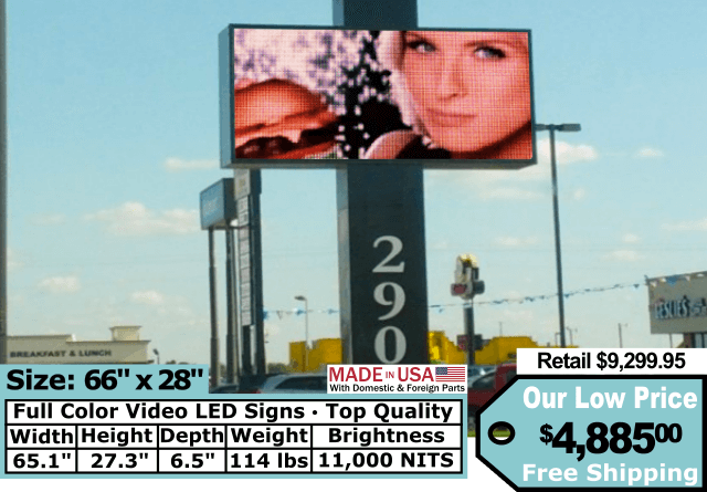 Full Color Video Sign size 66″x28″