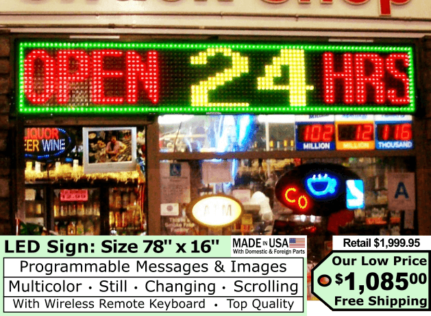 LED Sign Multicolor size 78″x16″