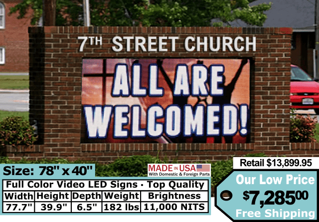 Full Color Video Sign size 78″x40″