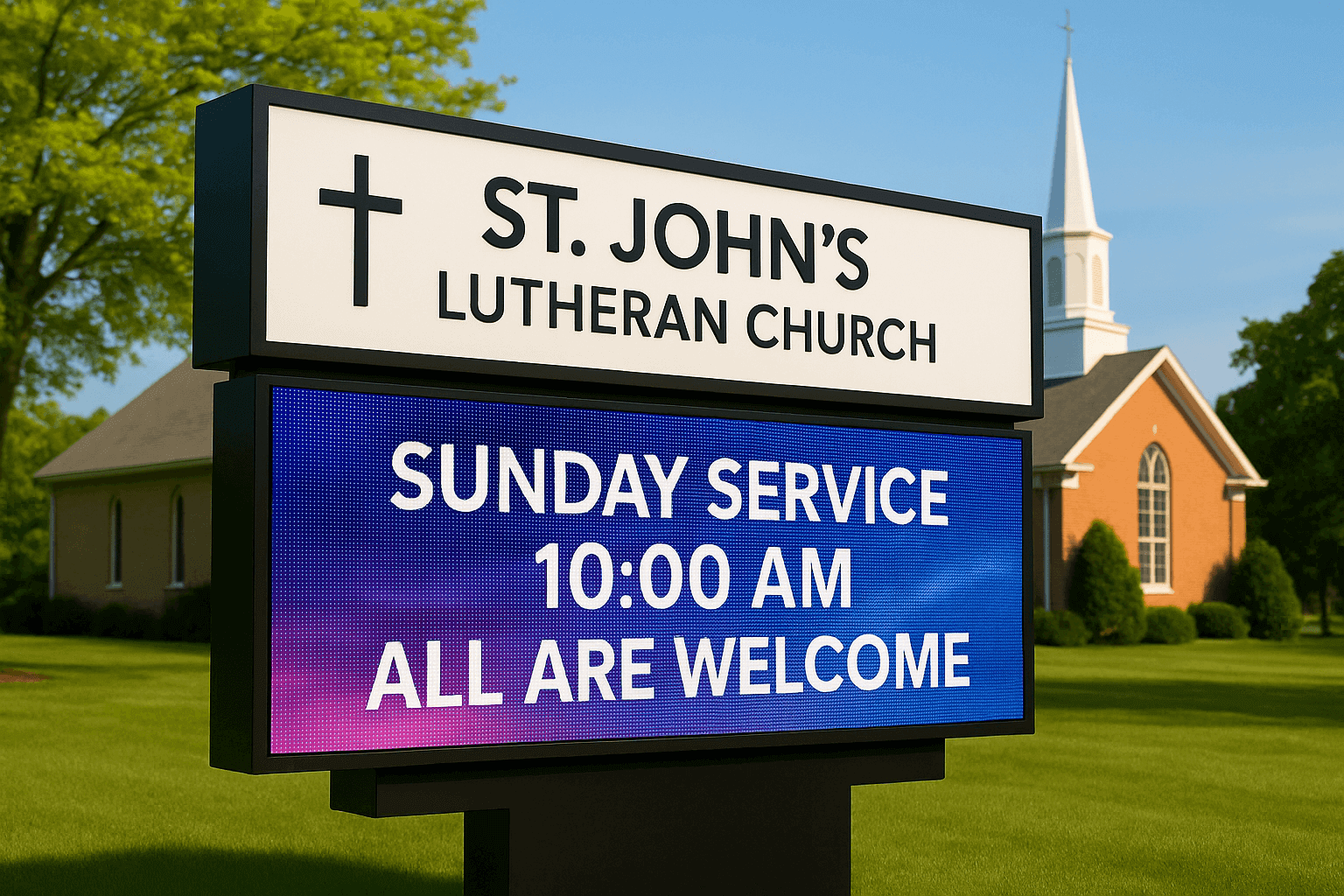 Church LED sign at Bethel Lutheran