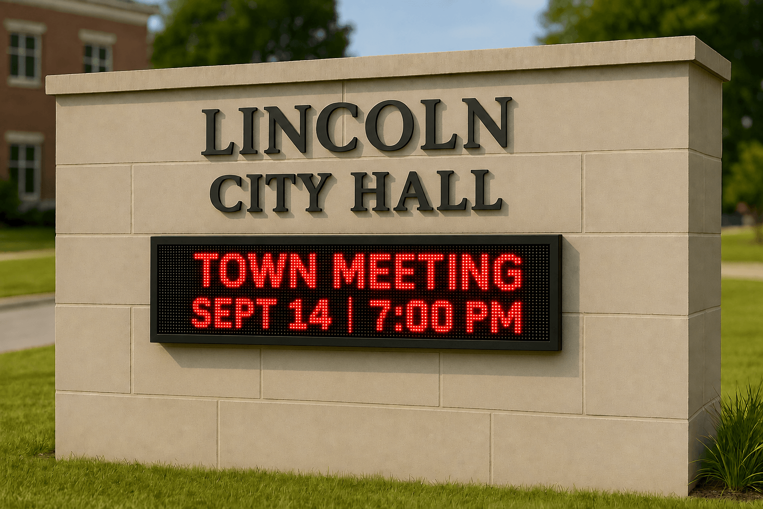 Broadview Municipal Building LED sign