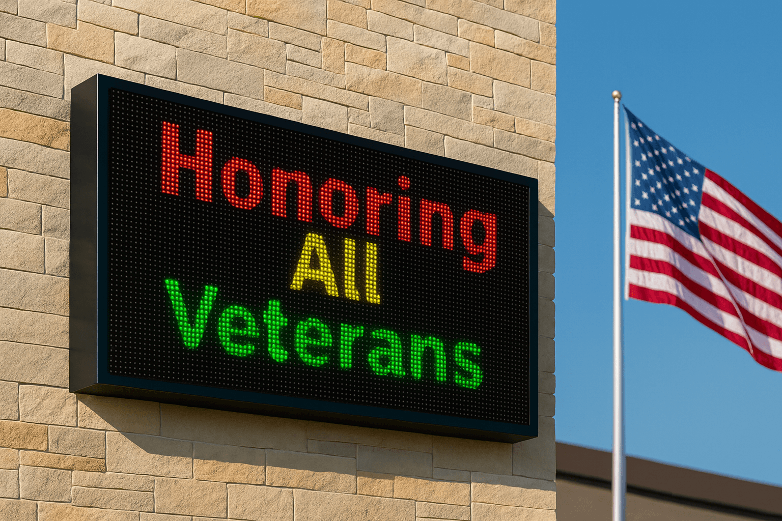 Programmable LED sign at Veterans Club