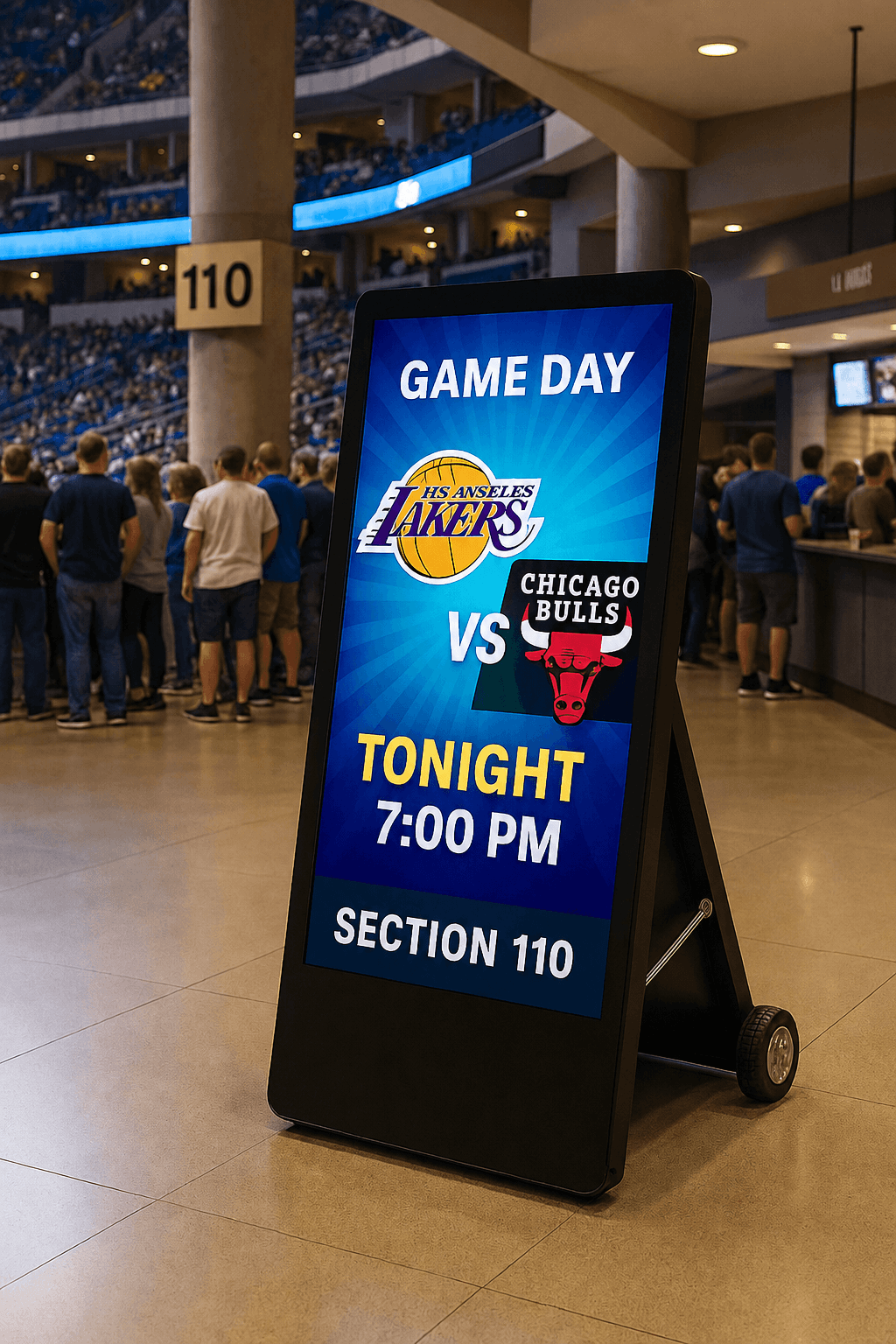 Portable digital display on wheels
