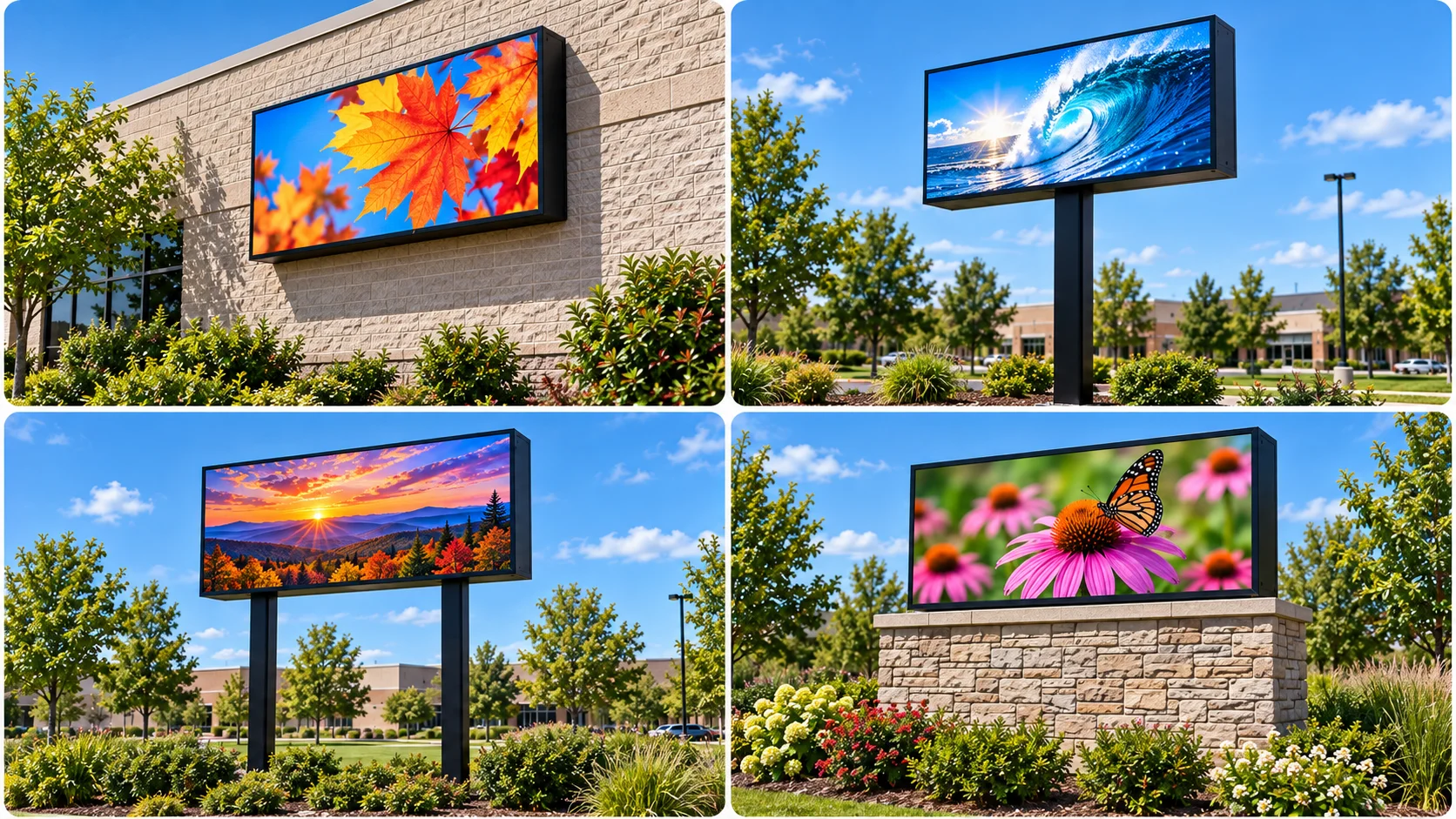 Wall, single-pole, double-pole and monument-mounted full-color LED signs