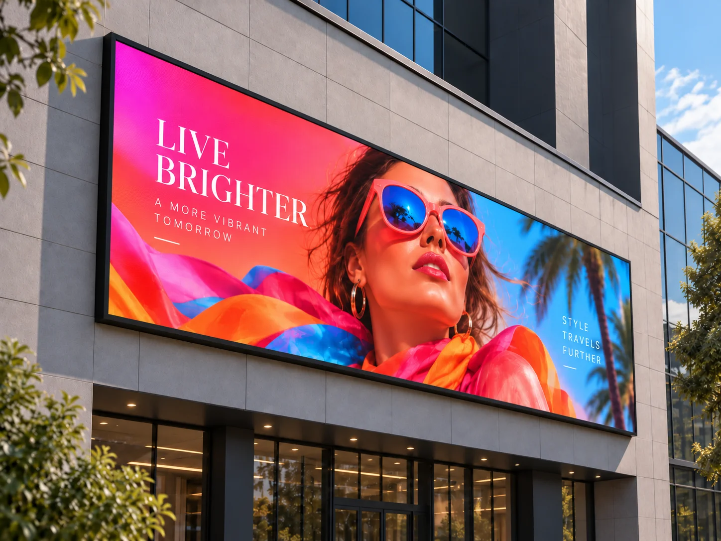 Industrial Series full color LED sign mounted on a commercial wall