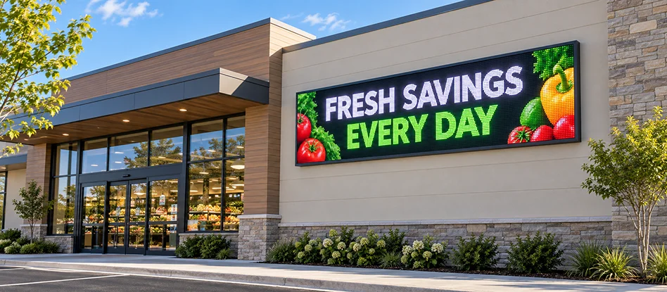 Full-color LED sign installed at a retail store