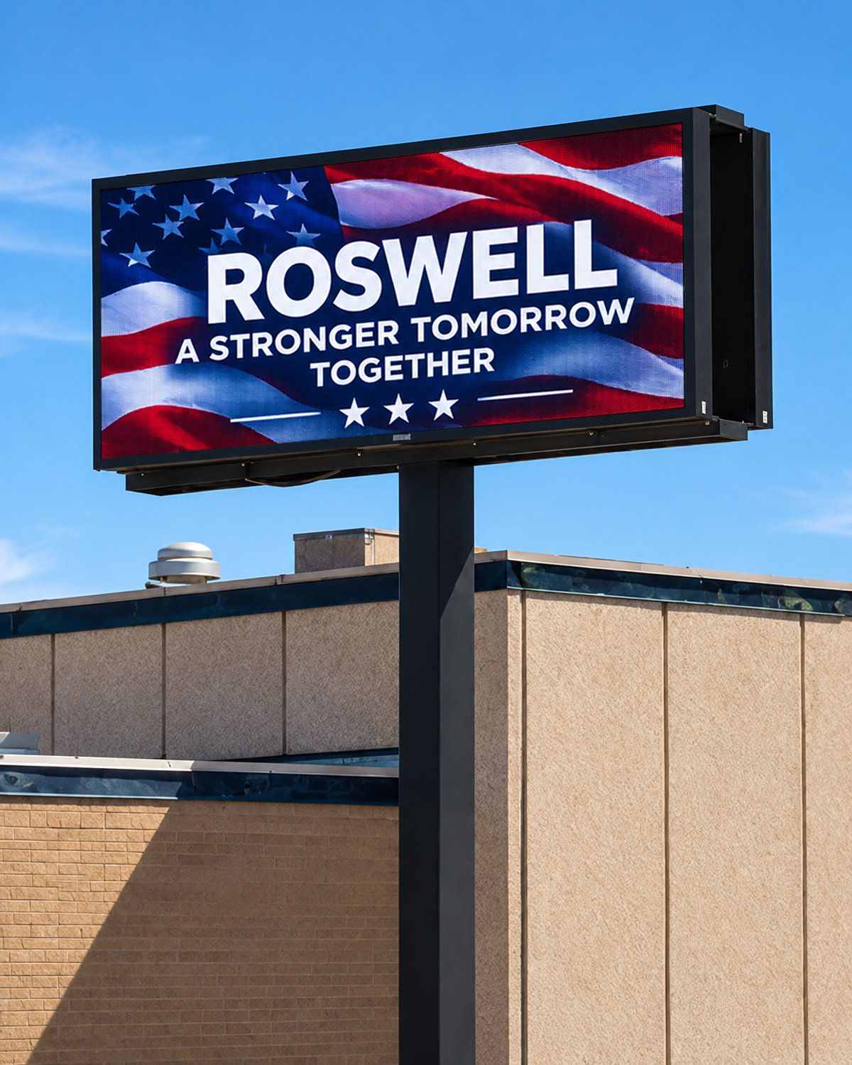Single pole full color LED sign installation