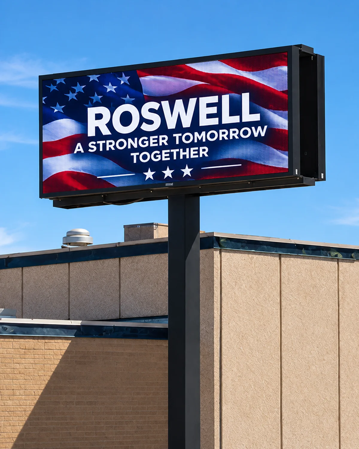 Single pole full color LED sign installation