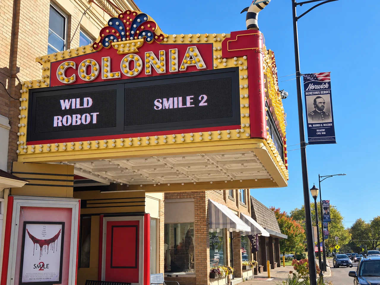 LED displays in the Colonia theater marquee