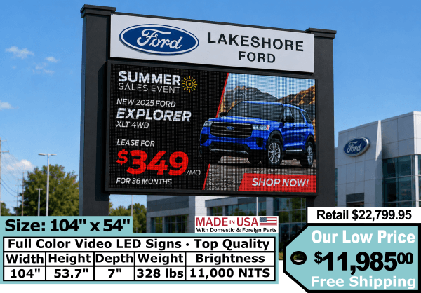 104 by 54 inch full color LED sign