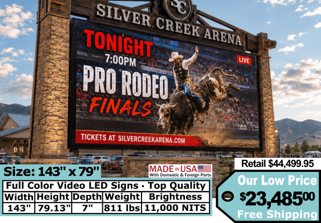 143 by 79 inch full color LED sign