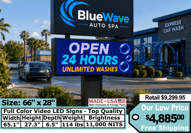 66 by 28 inch full color LED sign
