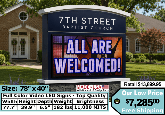 78 by 40 inch full color LED sign