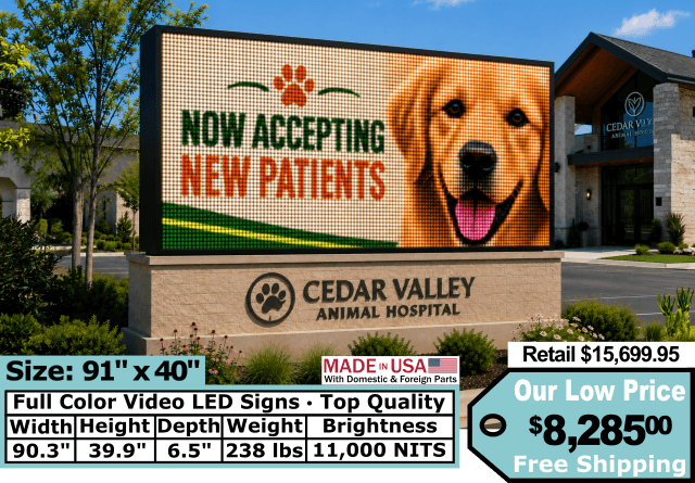 91 by 40 inch full color LED sign
