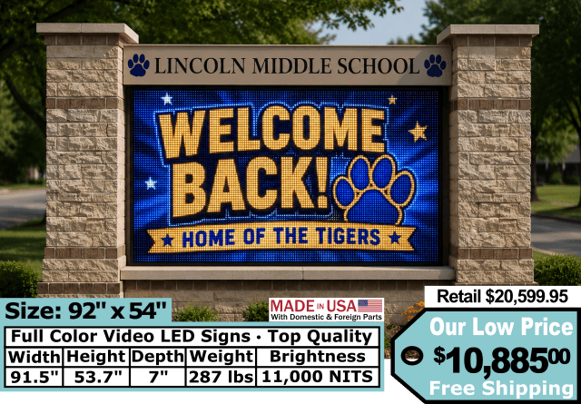 92 by 54 inch full color LED sign