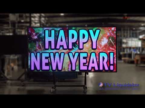 Full color LED sign showing a Happy New Year message